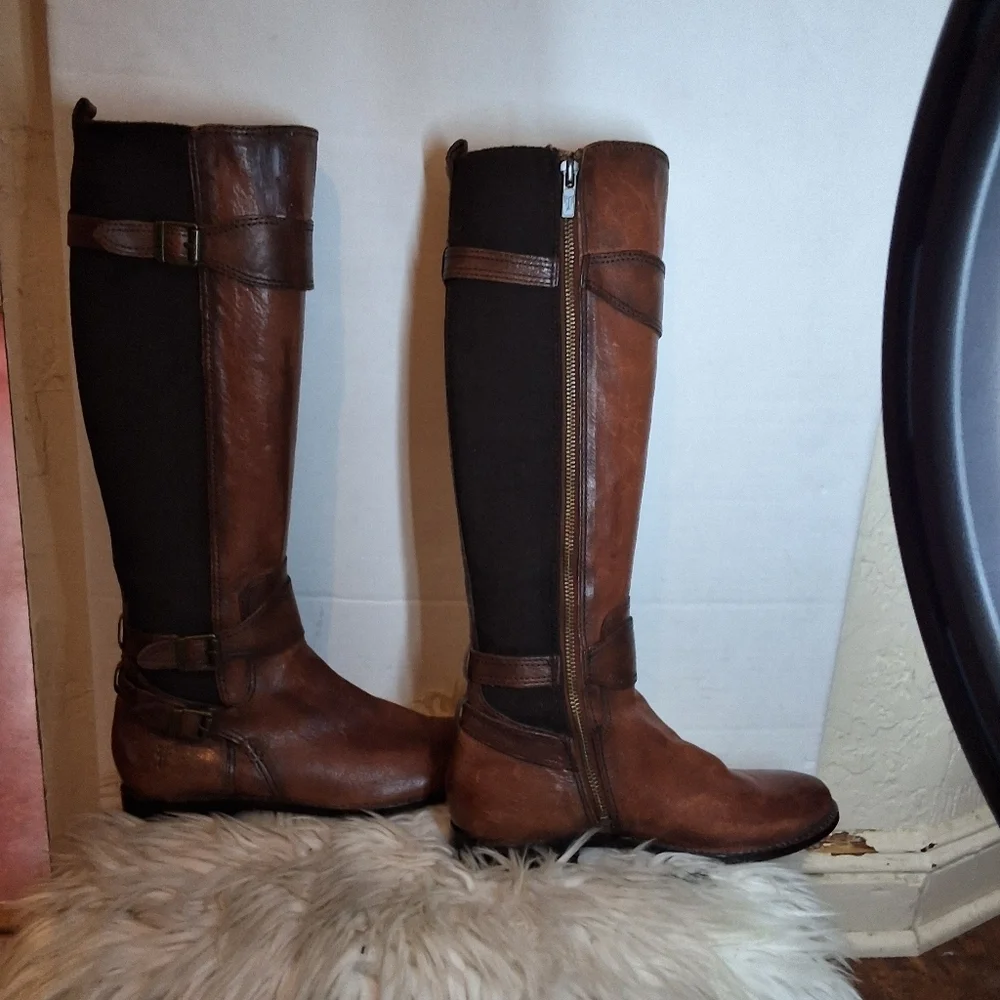 Frye Tall Anna Gore Side Zip Boots 6.5
